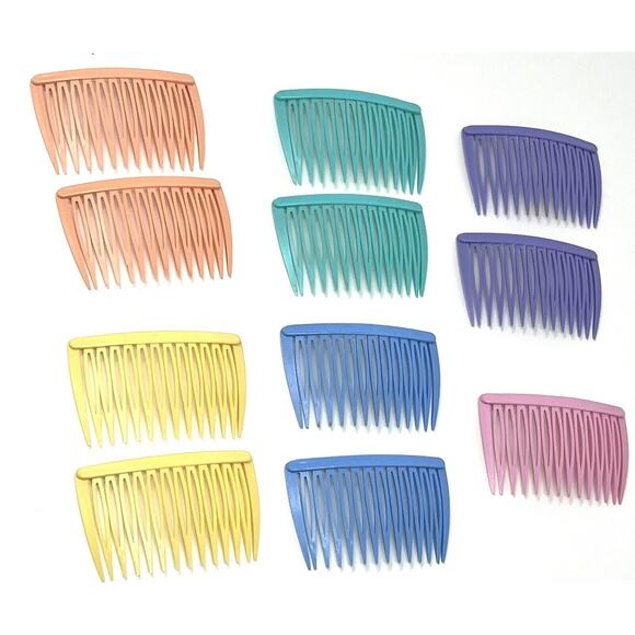 Vintage Lot Goody Hair Side Combs Pastels Peach Blue Pink Yellow Pull Clips (11) main image 6